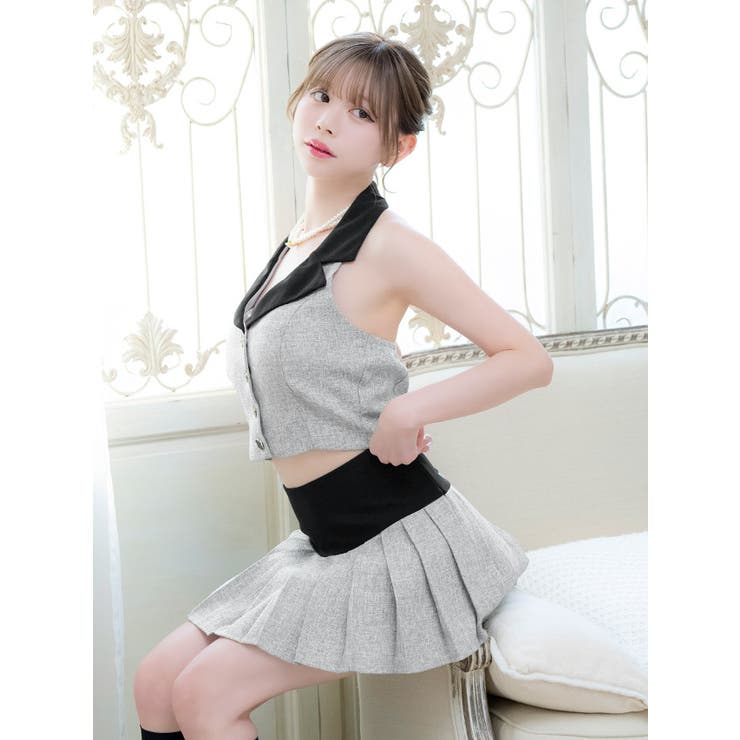 Tika 襟付きホルターネックプリーツセットアップフレアミニドレス セクシードレ… | Tika | 詳細画像3 