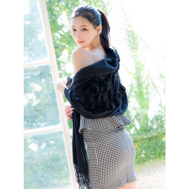 バックファーフリンジニットショール アウター ソフトニット | Tika | 詳細画像7 