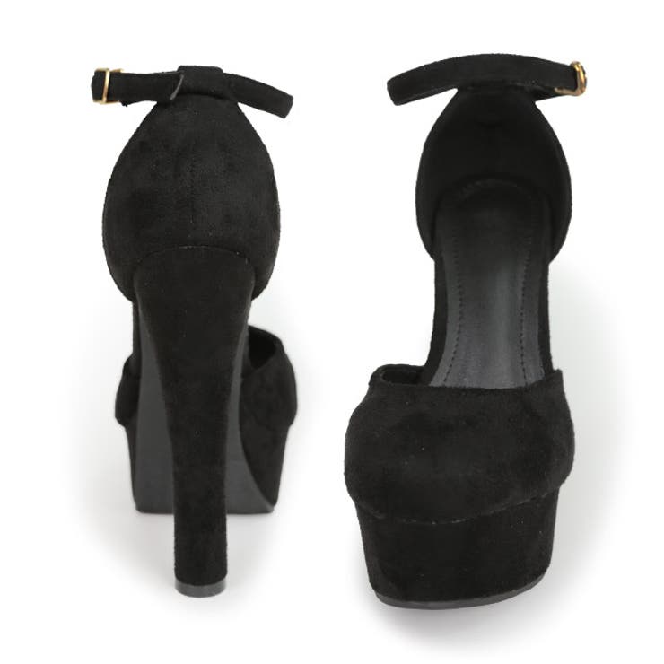 サイドカットアンクルストラップ付きハイヒールパンプスパンプスアンクルストラップ10cm以上22cm22.5cm23cm23.5cm24cm24.5cm25cm小さいサイズ大きいサイズブラックワンカラーTikaティカ