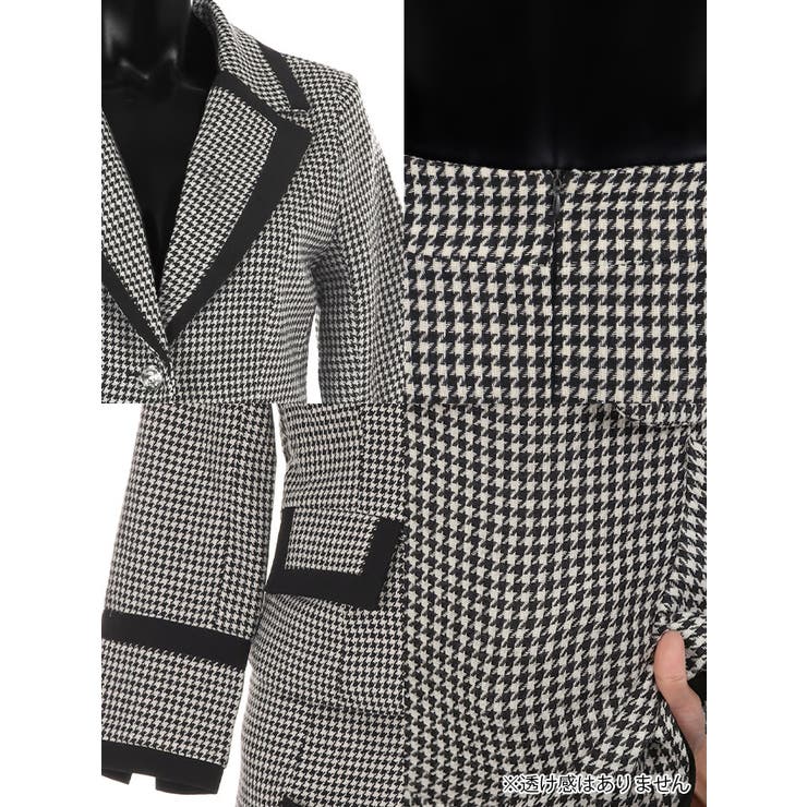 千鳥格子柄×パイピングフリルラップセットアップミニ丈スーツセット | Tika | 詳細画像9 