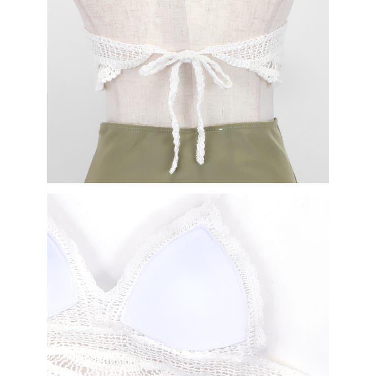 クロシェ編み×ハイウエストショーツビキニ セクシースイムウェア リゾート水着 | Tika | 詳細画像7 