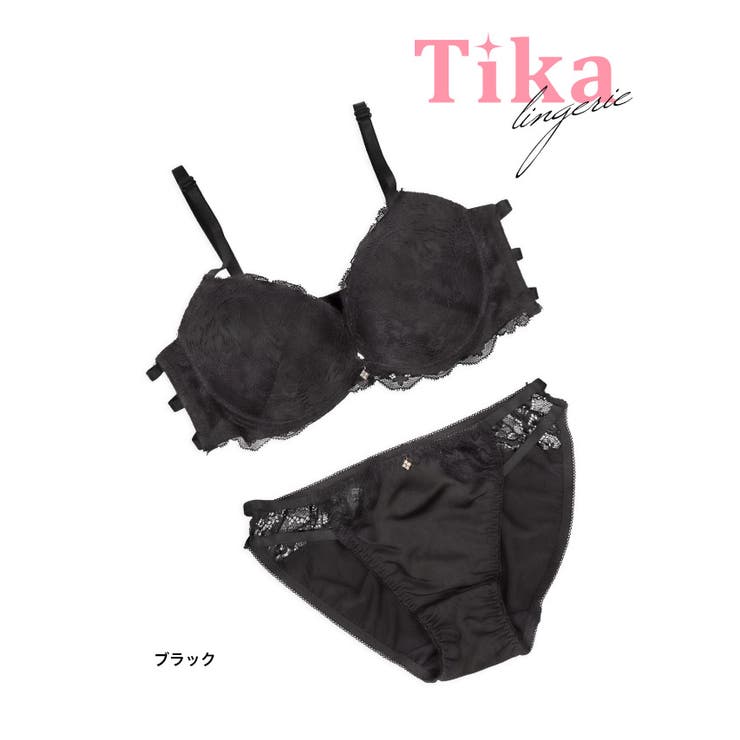 バックシャンコードデザイン刺繍レースブラ＆ショーツセット勝負下着A70A75B65B70B75C65C70C75D65D70D75E65E70E75F65F70F75小さいサイズ大きいサイズブラックワインワンカラーTikaティカ