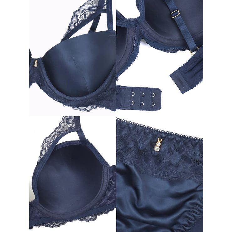 レースコード×カットアウトサテンブラ＆ショーツセット 勝負下着[品番