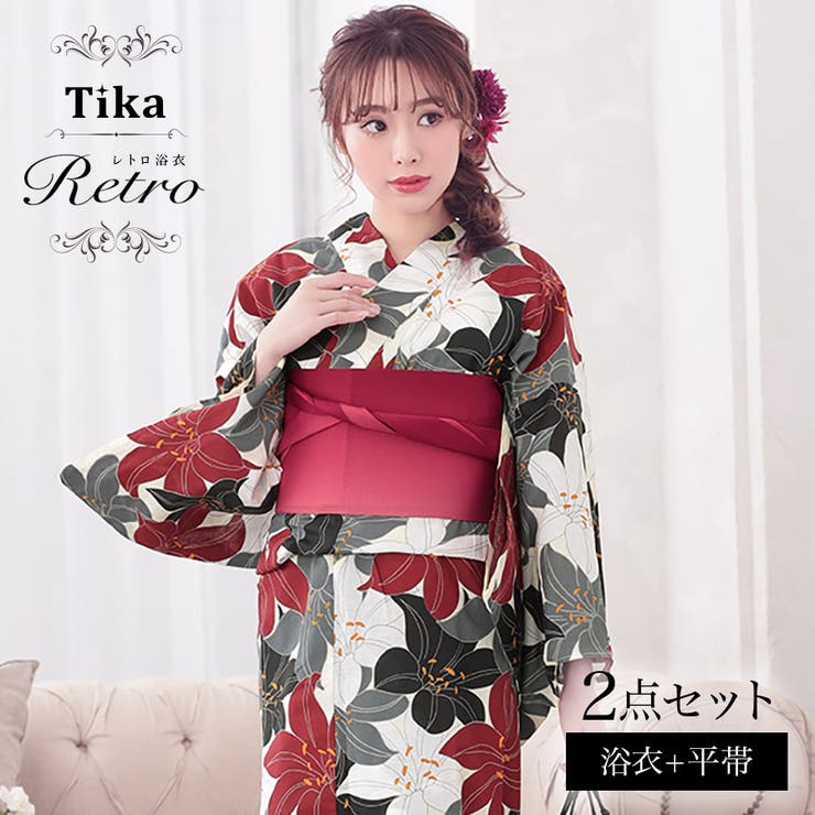 Tika 多色百合模様浴衣2点セット レディース浴衣 | Tika | 詳細画像1 