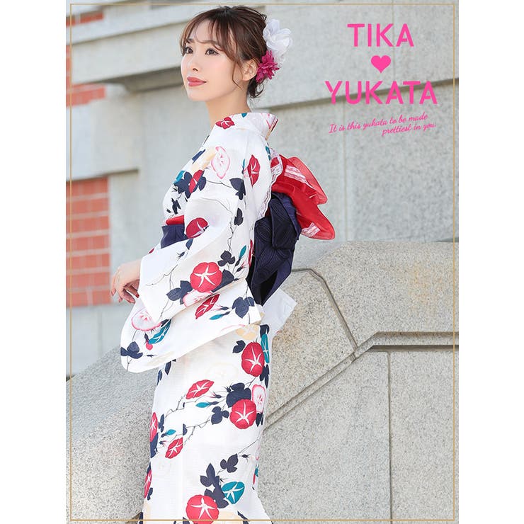 レトロ朝顔 浴衣3点セット Tika