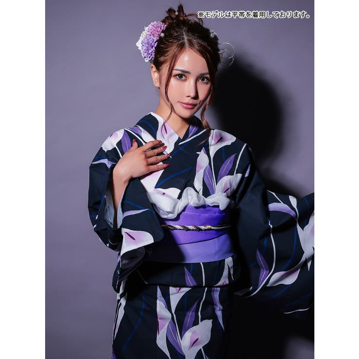 Tika 夜闇に浮かぶ高貴な菖蒲浴衣2点セット 浴衣[品番：XK000013434