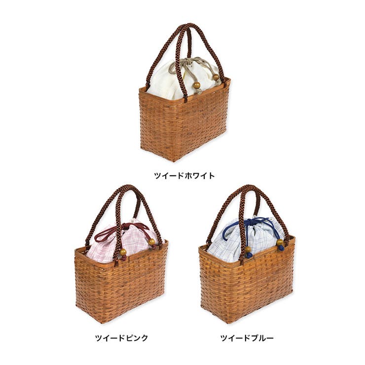 ロープハンドル竹素材編み込み巾着バッグスクエアバッグかごバッグ浴衣小物浴衣バッグマスタードホワイトピンクライトブルーイエローTikaティカ