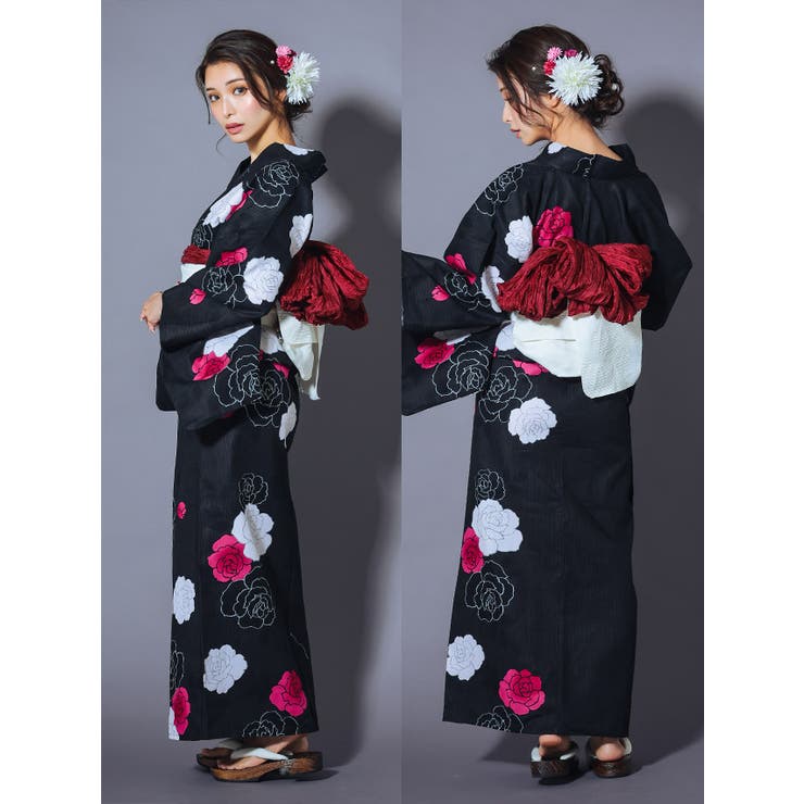 Tika 艶めく黒地に咲き誇るモダン薔薇浴衣2点セット 浴衣 | Tika | 詳細画像8 