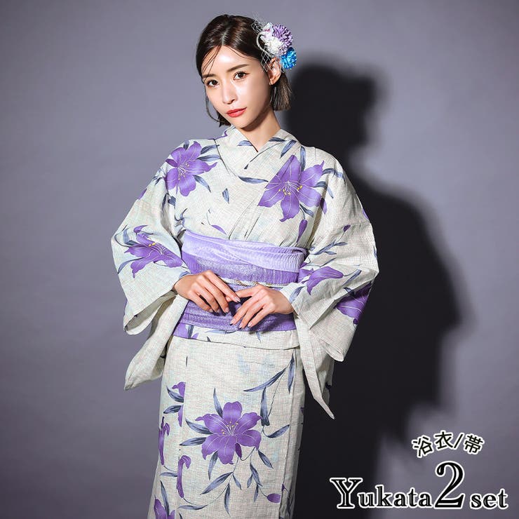 綿麻】新品 度重なっ 浴衣 大人 レディース 上品 ゆり