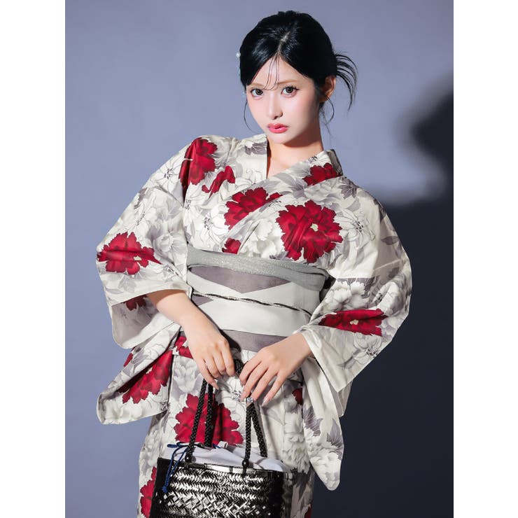Tika 艶やか大輪牡丹リバーシブル平帯浴衣2点セット 浴衣[品番