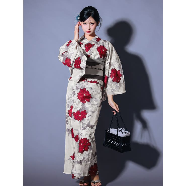 Tika 艶やか大輪牡丹リバーシブル平帯浴衣2点セット 浴衣[品番