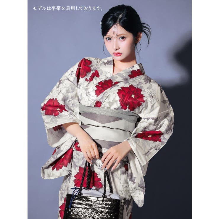 Tika浴衣・帯セット Tika 艶やか大輪牡丹ニュアンスカラー作り帯浴衣2点セット 浴衣[品番