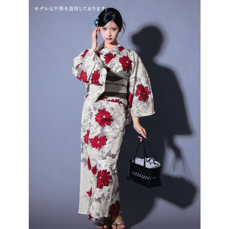Tika 艶やか大輪牡丹ニュアンスカラー作り帯浴衣2点セット 浴衣[品番