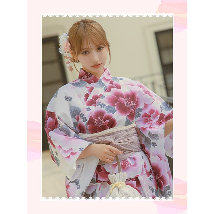 ピンク 浴衣 姫ギャル 牡丹 菊 百合 レース柄 ピンク 浴衣 姫ギャル 牡丹 菊 百合 レース柄 - メルカリ