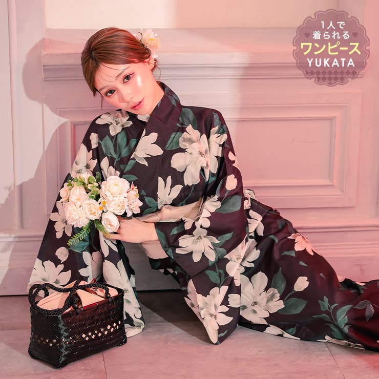 Tika大柄大正ロマン風ワンピース浴衣3点セット 浴衣（羽織） ワンピース | Tika | 詳細画像1 