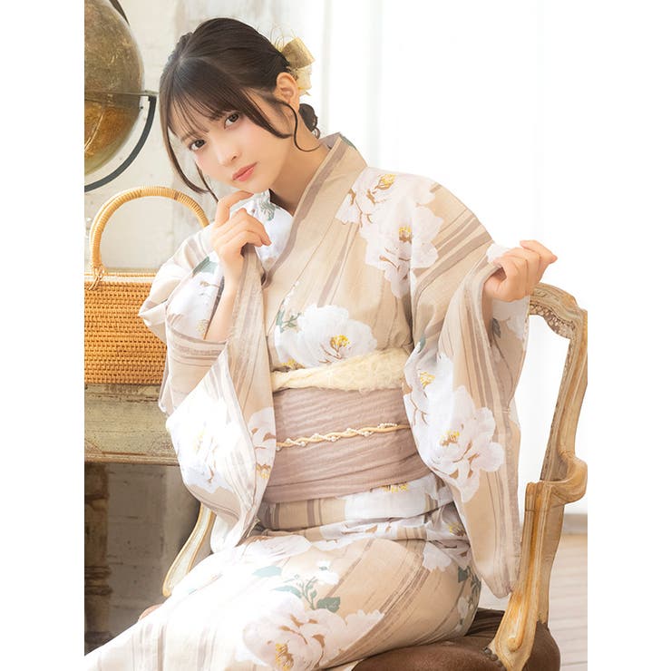 Tika 大輪牡丹レトロ縦縞浴衣2点セット 浴衣 | Tika | 詳細画像5 