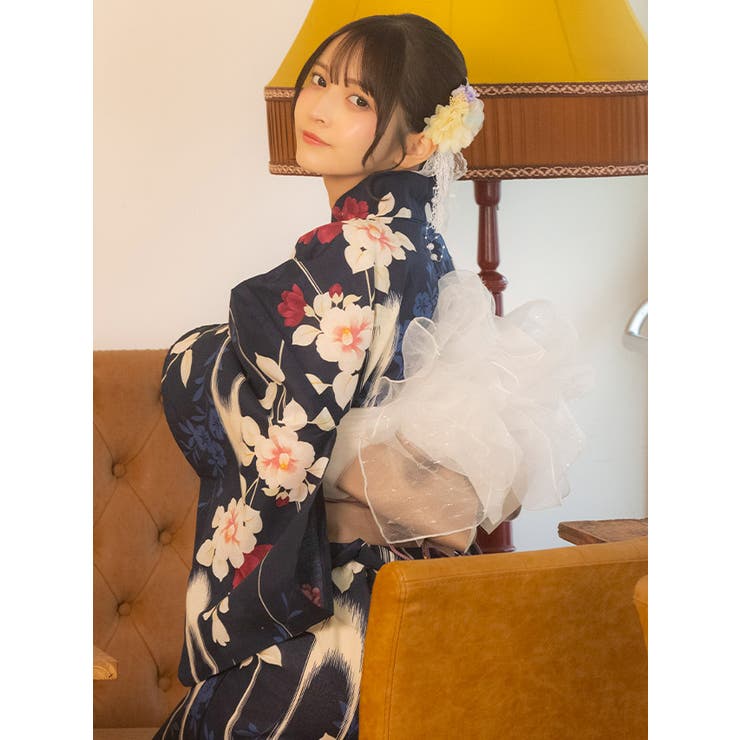 Tika 濃紺×大輪椿レトロモダン浴衣2点セット 浴衣 | Tika | 詳細画像2 