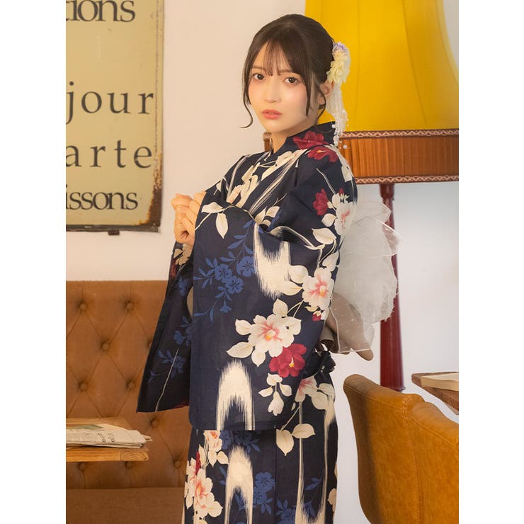 Tika 濃紺×大輪椿レトロモダン浴衣2点セット 浴衣 | Tika | 詳細画像5 