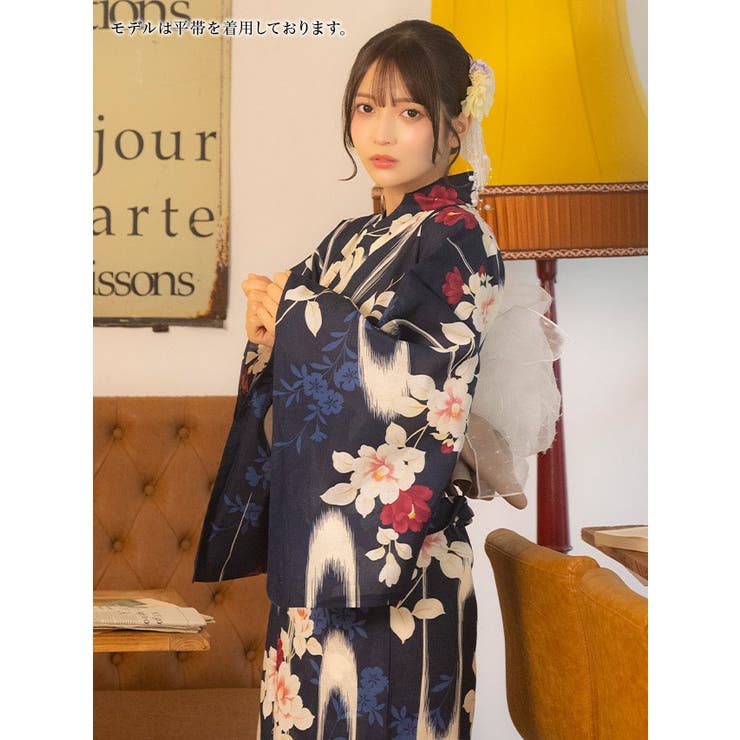 Tika 濃紺×大輪椿レトロモダン浴衣2点セット 浴衣 | Tika | 詳細画像5 