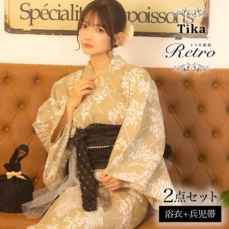 Tika 可憐なカスミソウ柄レトロモダン浴衣2点セット 浴衣 | Tika | 詳細画像1 