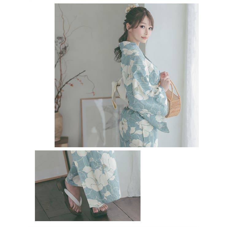 新品未使用　セパレート　浴衣 帯セット　レディース浴衣 2部式 2way 簡単 二部式 浴衣 帯セット レディース 帯 フリーサイズ x14h x23h
