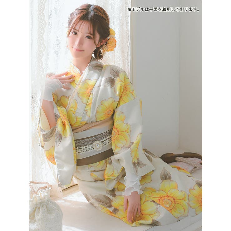 水彩×ポピー柄浴衣3点セット ガーリー浴衣 sweet浴衣[品番