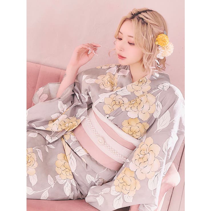 み*様 【美品】tika ティカ　浴衣　帯　セット Tika（ティカ）の「浴衣セット レディース 紺地×イエロー花火