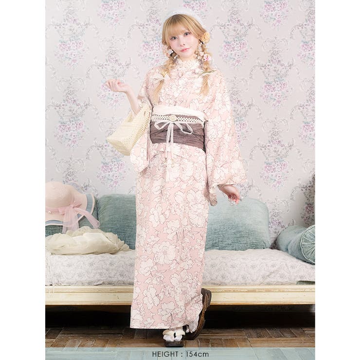 Tika 線画牡丹2wayワンピース浴衣3点セット 浴衣羽織 | Tika | 詳細画像9 