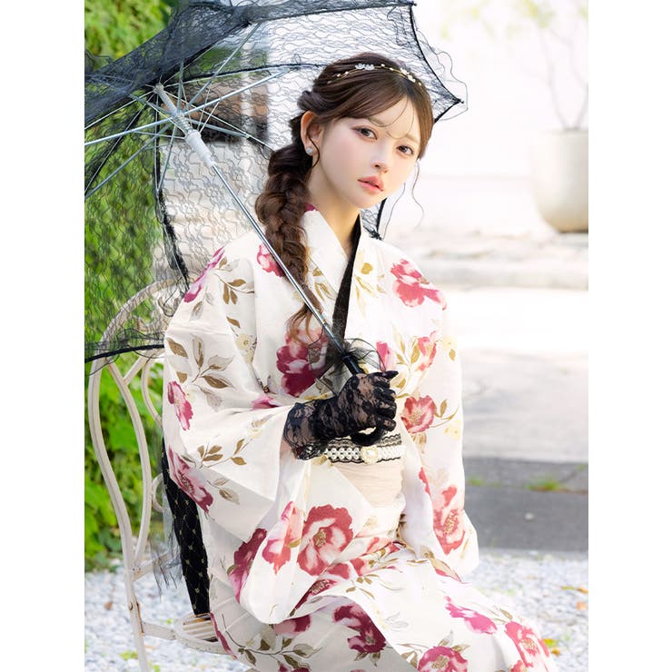 Tika 椿柄レトロ浴衣2点セット 浴衣[品番：XK000014034]｜Tika（ティカ
