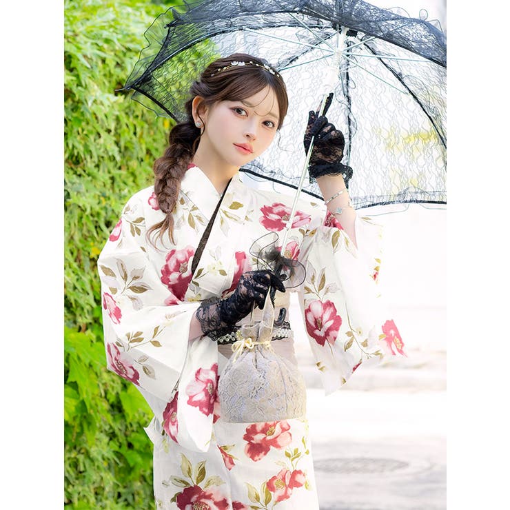 Tika 椿柄レトロ浴衣2点セット 浴衣 | Tika | 詳細画像6 