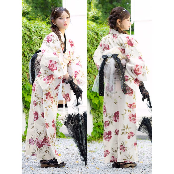 Tika 椿柄レトロ浴衣2点セット 浴衣[品番：XK000014034]｜Tika（ティカ