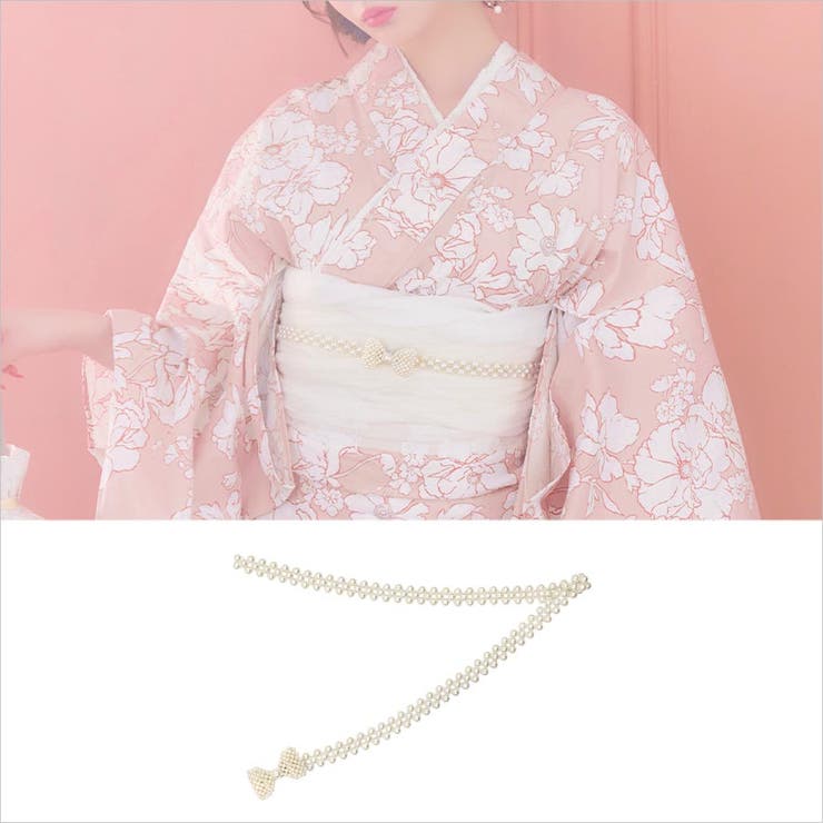 ゴールド×ツイストパール飾り帯紐 浴衣小物 浴衣帯紐[品番