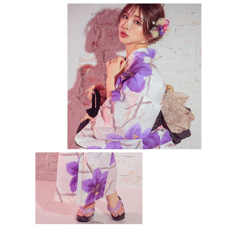 クリーム×大輪ニュアンスフラワー浴衣3点セット　Tika 楽天市場】Tika クリーム×大輪ニュアンスフラワー浴衣3点セット