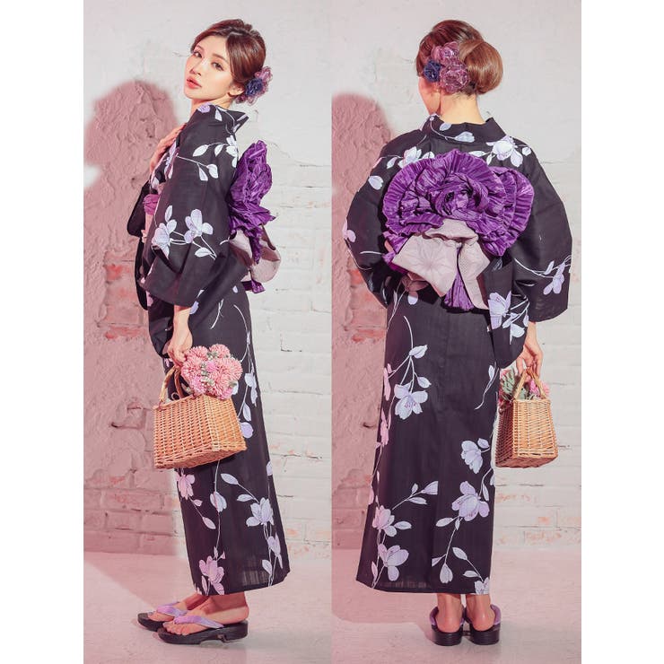 Tika ブラック×パープル菖蒲浴衣2点セット 浴衣 | Tika | 詳細画像8 