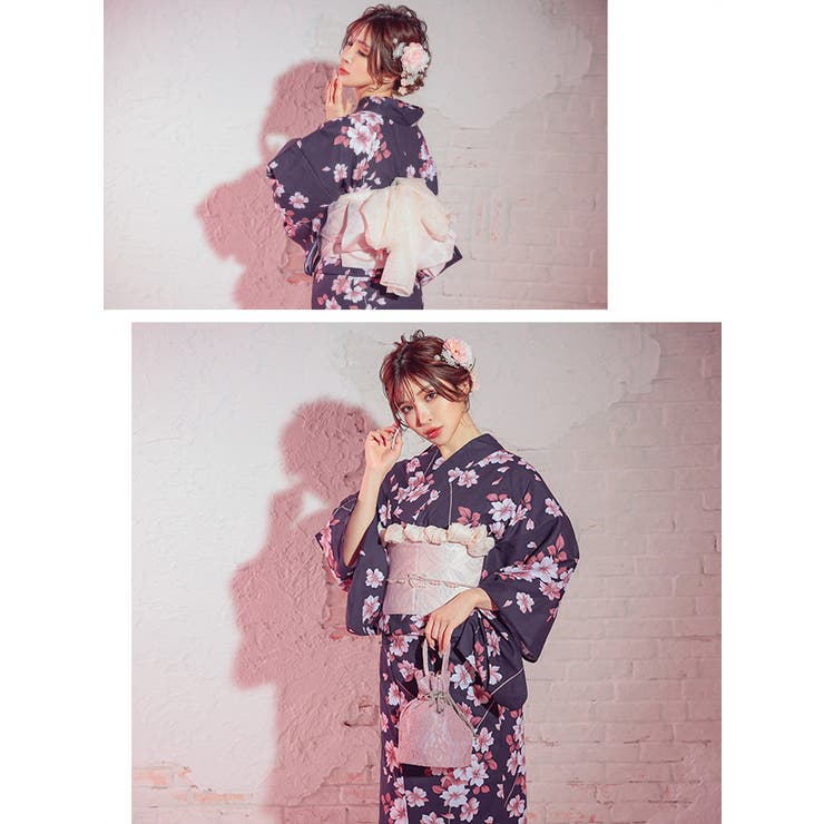 平帯】大人×愛らしカラー桜柄浴衣3点セット 浴衣セット レディース浴衣