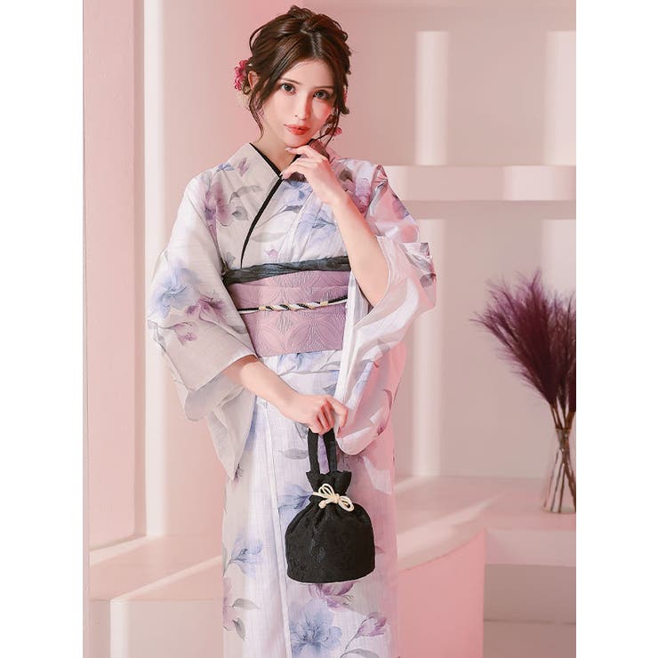 水彩タッチフラワー浴衣3点セット 平帯 下駄 | Tika | 詳細画像4 
