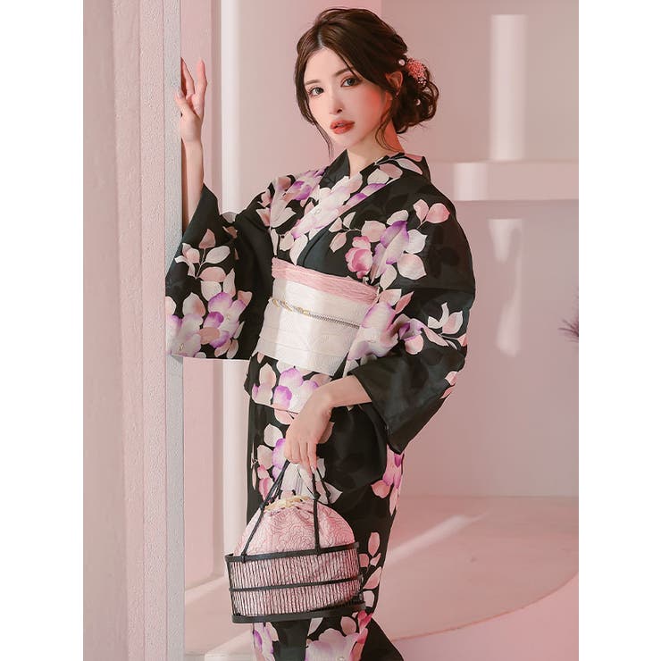 1000円値下げ中】クティール 椿柄 浴衣・帯セット【9/30まで】 1000円