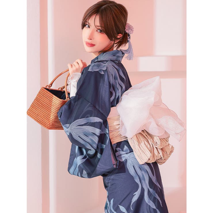 流水×金魚柄浴衣3点セット 妖艶浴衣 セクシー浴衣[品番