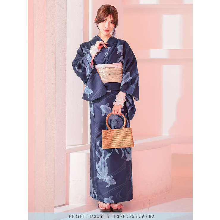 流水×金魚柄浴衣3点セット 妖艶浴衣 セクシー浴衣[品番
