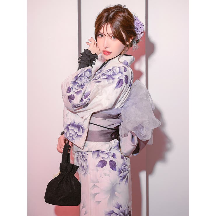 超特価セール開催！！ 水彩牡丹柄浴衣3点セット 妖艶浴衣 セクシー浴衣[品番 着物・浴衣