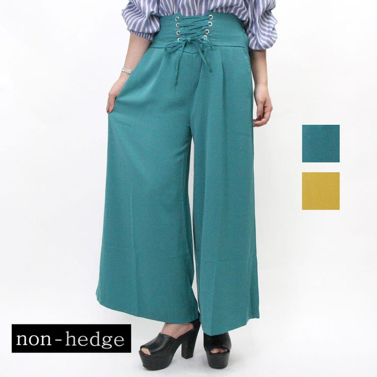 バックゴム ギャザースピンドル エステルワイドパンツ | non-hedge  | 詳細画像1