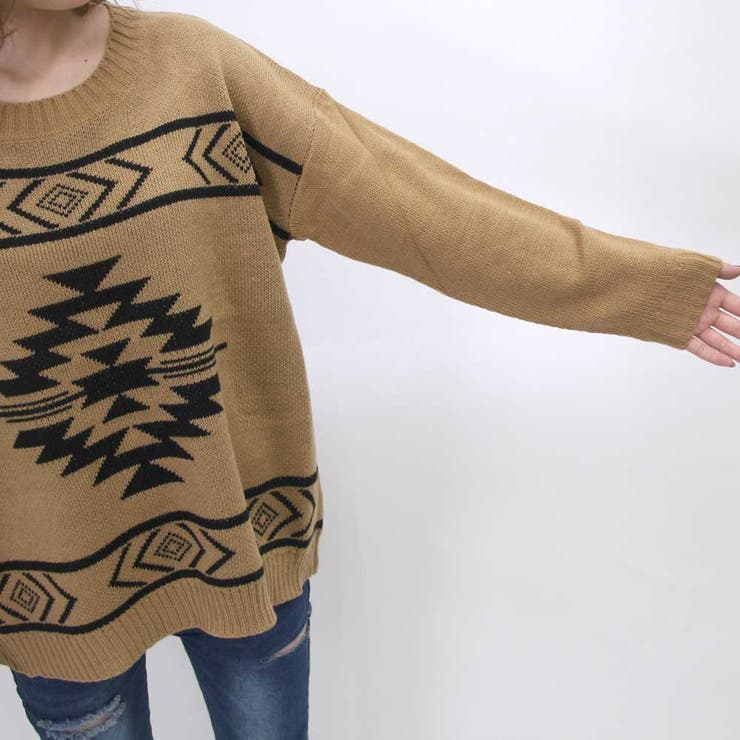 オルテガ柄ニットプルオーバー オルテガ 柄ニット[品番：NHGW0000337