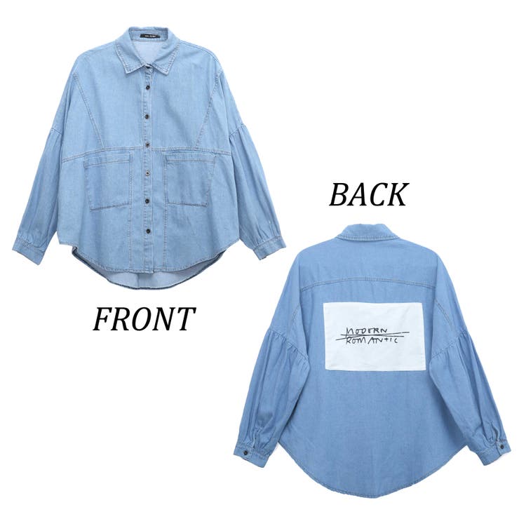 バックプリントデニムシャツ 前開きシャツ ブラウス[品番：NHGW0000514 