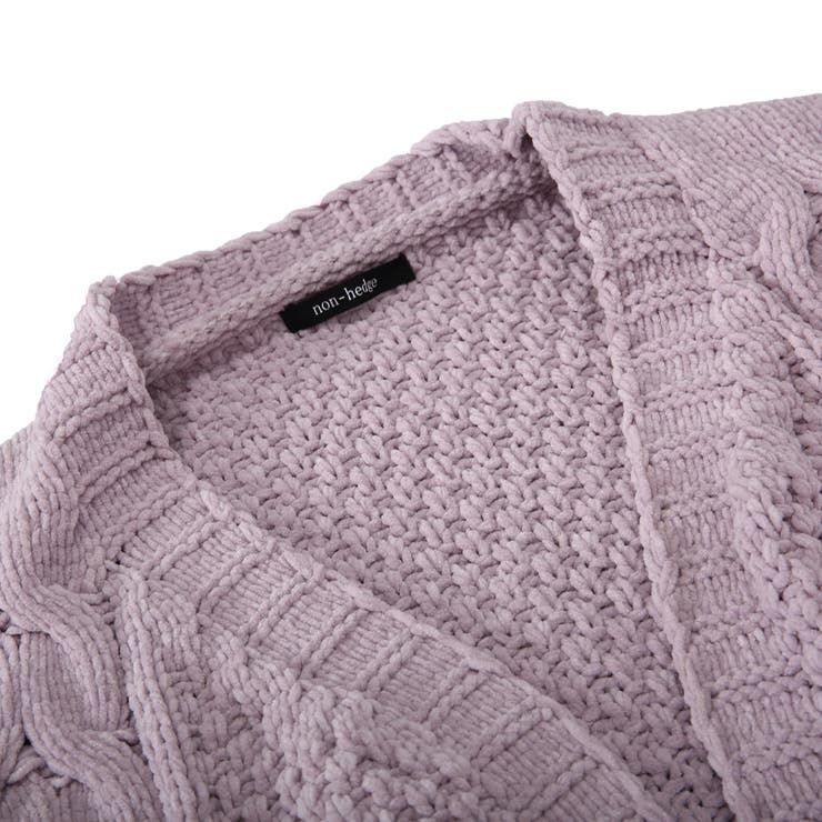 ケーブルニットカーディガン ケーブル編み ガウン[品番：NHGW0000812