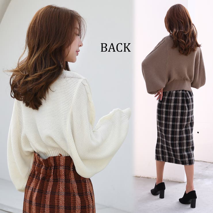 ハイネックバルーン袖ケーブルニットトップス トップス バルーン