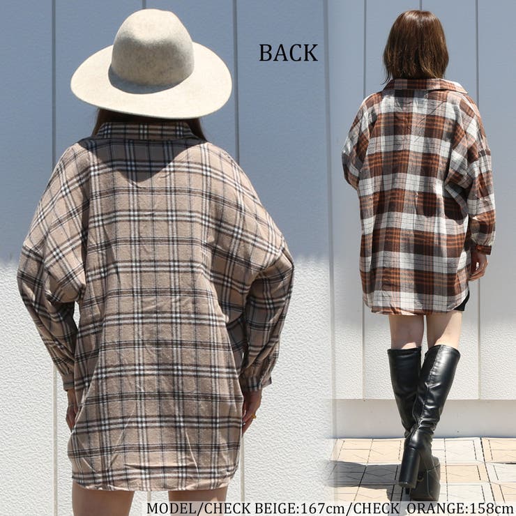 オーバーサイズチェックシャツ レディース ファッション[品番 オーバーサイズチェックシャツ レディース ファッション[品番