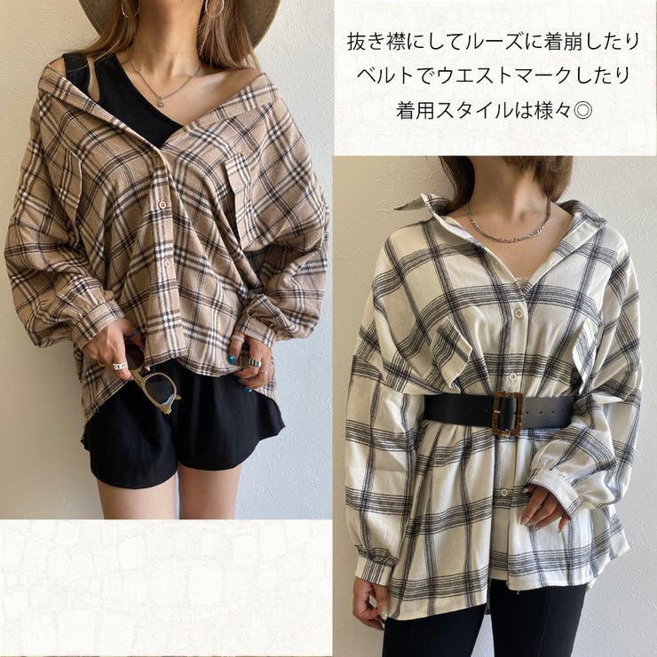 オーバーサイズチェックシャツ レディース ファッション[品番 オーバーサイズチェックシャツ レディース ファッション[品番