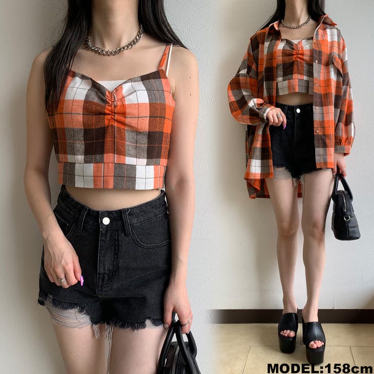 チェック柄ビスチェ[品番：NHGW0002715]｜non-hedge