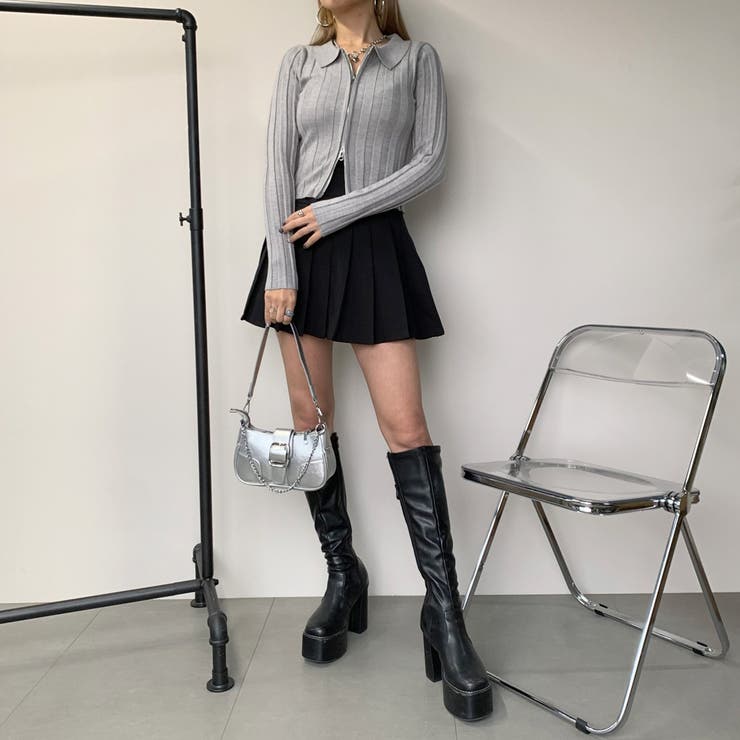 ダブルZIP襟付きニットトップス[品番：NHGW0002767]｜non-hedge