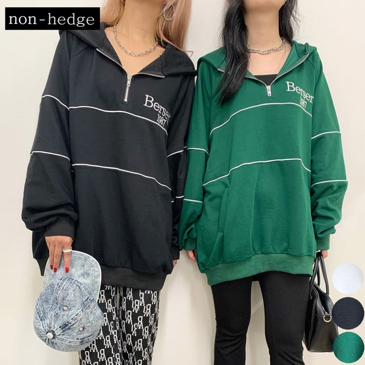 裏毛ハーフZIPパーカーチュニック | non-hedge  | 詳細画像1 